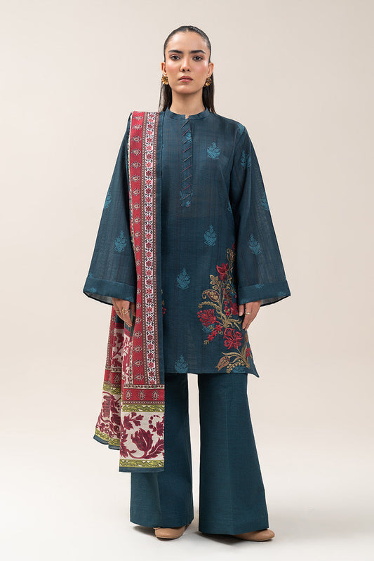 3 PIECE EMBROIDERED KHADDAR SUIT-SPRUCE MUSK (UNSTITCHED)