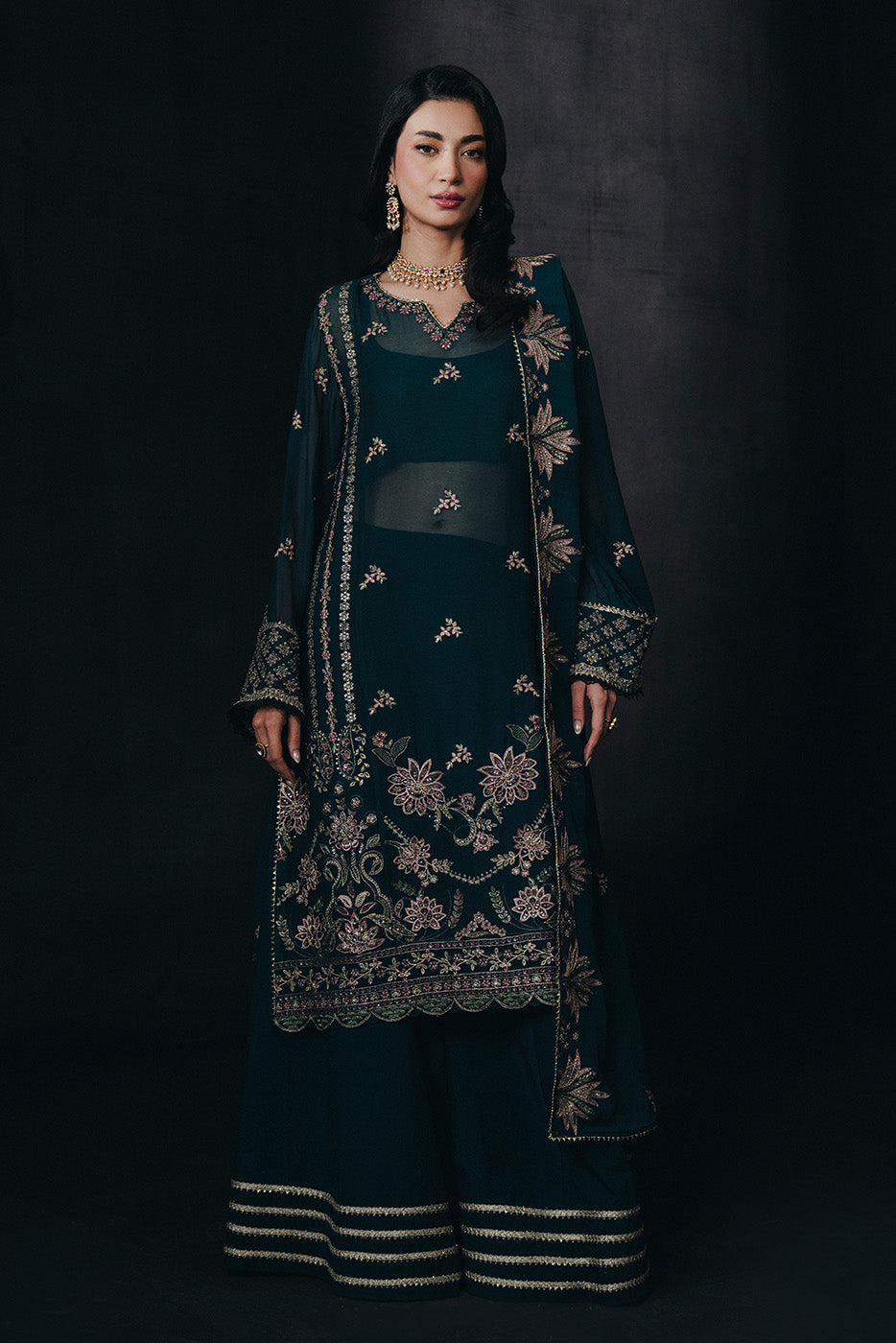 4 PIECE EMBROIDERED CHIFFON SUIT-SAPPHIRE WHISPER (UNSTITCHED)