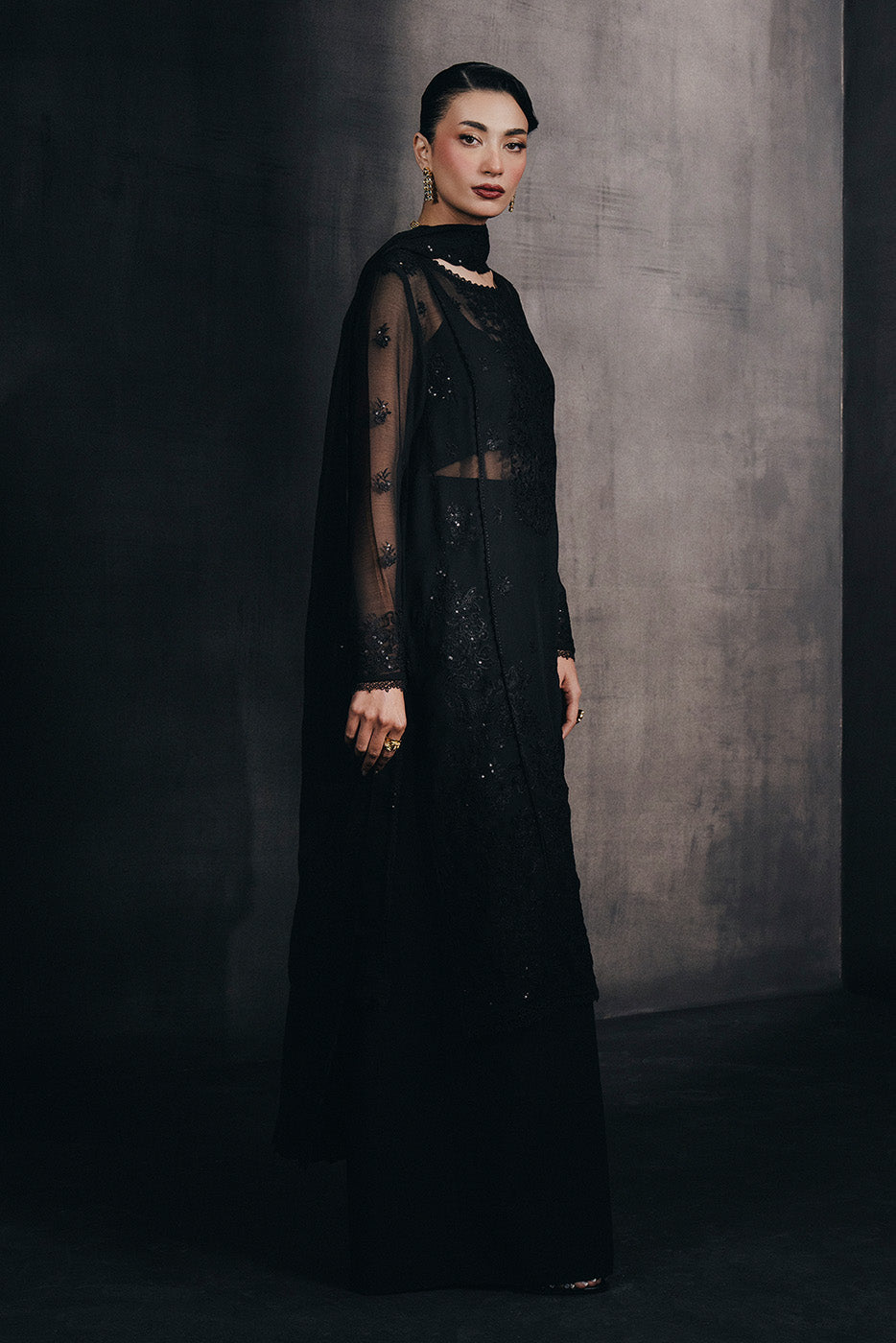 4 PIECE EMBROIDERED CHIFFON SUIT-MYSTIC VOID (UNSTITCHED)