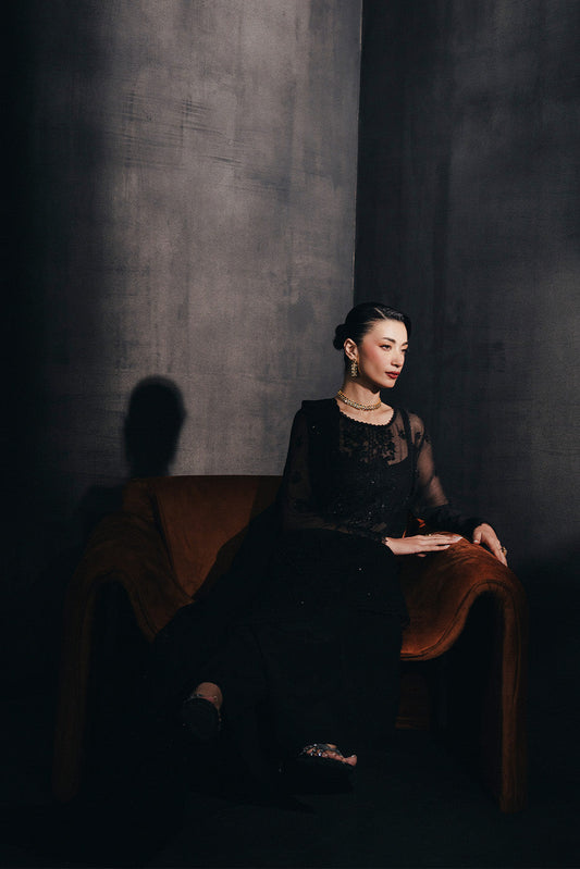 4 PIECE EMBROIDERED CHIFFON SUIT-MYSTIC VOID (UNSTITCHED)