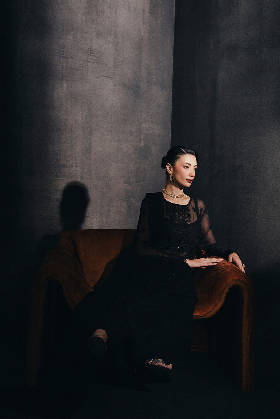 4 PIECE EMBROIDERED CHIFFON SUIT-MYSTIC VOID (UNSTITCHED)