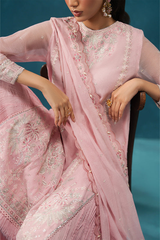 4 PIECE EMBROIDERED COTTON NET SUIT-BLUSH BREEZE (UNSTITCHED)