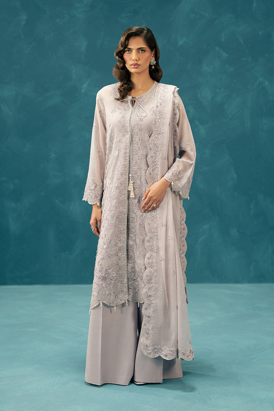 4 PIECE EMBROIDERED COTTON NET SUIT-GLIMMER BLING (UNSTITCHED)