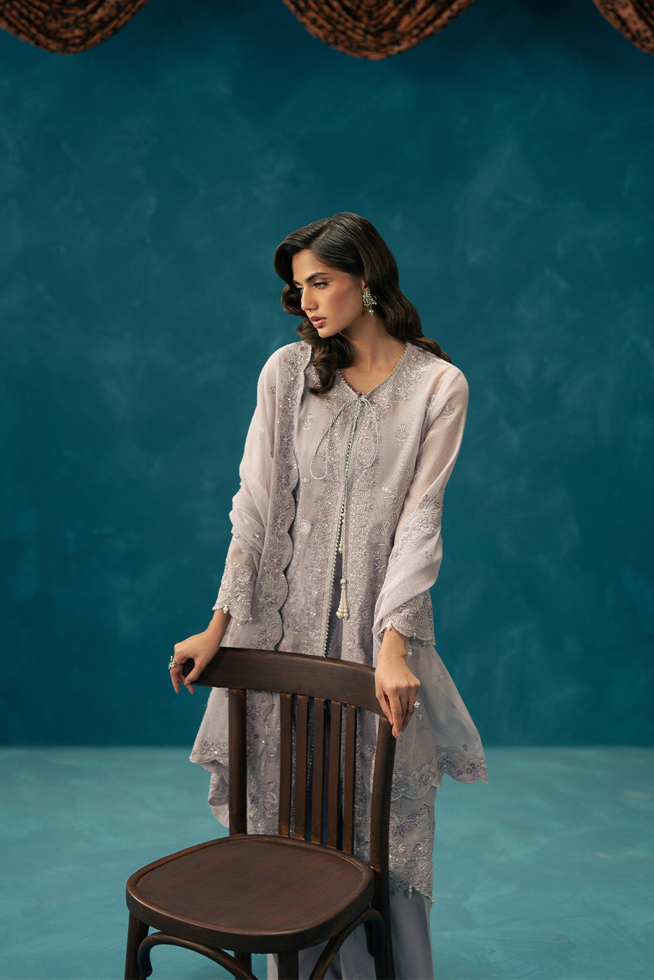 4 PIECE EMBROIDERED COTTON NET SUIT-GLIMMER BLING (UNSTITCHED)