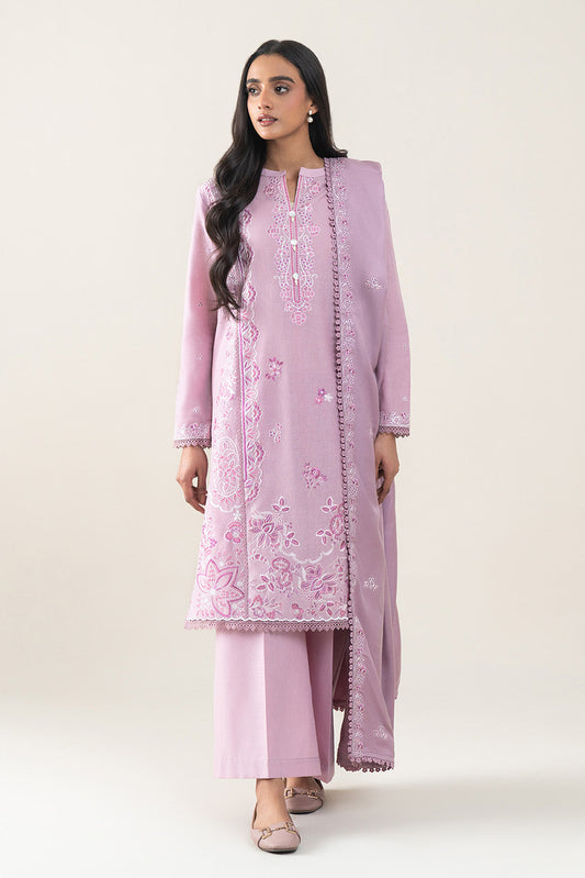 3 PIECE EMBROIDERED SLUB KHADDAR SUT-SUBTLE PINK (UNSTITCHED)