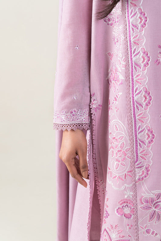3 PIECE EMBROIDERED SLUB KHADDAR SUT-SUBTLE PINK (UNSTITCHED)