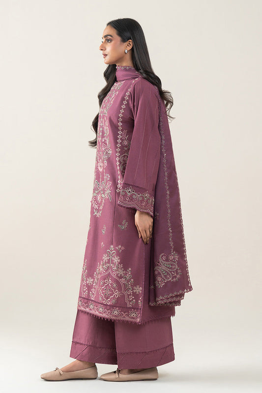 3 PIECE EMBROIDERED SLUB KHADDAR SUT-AMBER NOIR (UNSTITCHED)