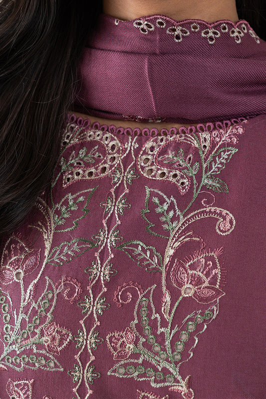 3 PIECE EMBROIDERED SLUB KHADDAR SUT-AMBER NOIR (UNSTITCHED)