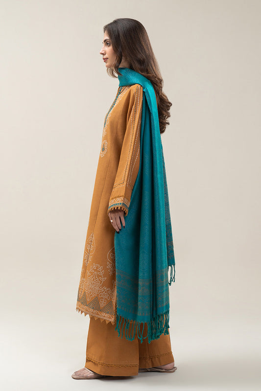 3 PIECE EMBROIDERED MULTI NAPS SUIT-SAFFRON BLISS (UNSTITCHED)