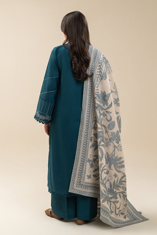 3 PIECE EMBROIDERED SLUB KHADDAR SUIT-AZURE ORNATE (UNSTITCHED)