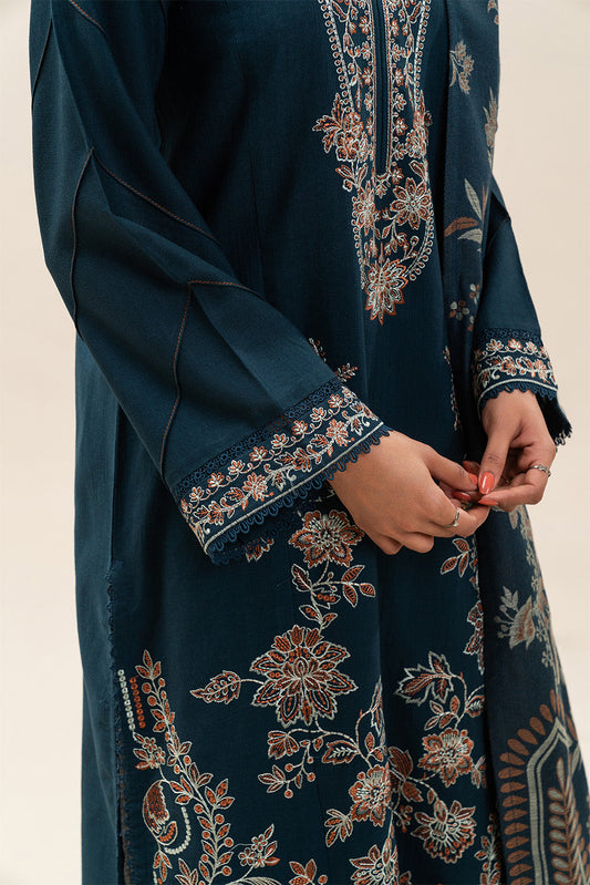3 PIECE EMBROIDERED SLUB KHADDAR SUIT-AEGEAN DREAM (UNSTITCHED)