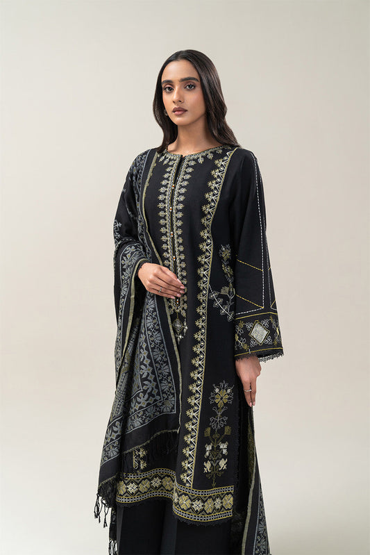 3 PIECE EMBROIDERED SLUB KHADDAR SUIT-ONYX GRACE (UNSTITCHED)