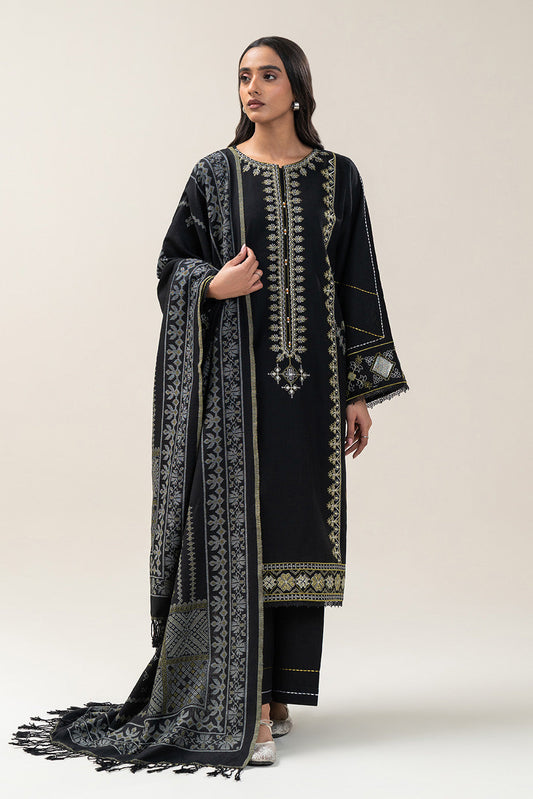 3 PIECE EMBROIDERED SLUB KHADDAR SUIT-ONYX GRACE (UNSTITCHED)