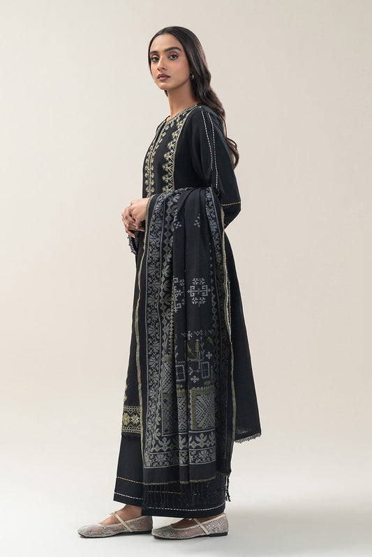 3 PIECE EMBROIDERED SLUB KHADDAR SUIT-ONYX GRACE (UNSTITCHED)