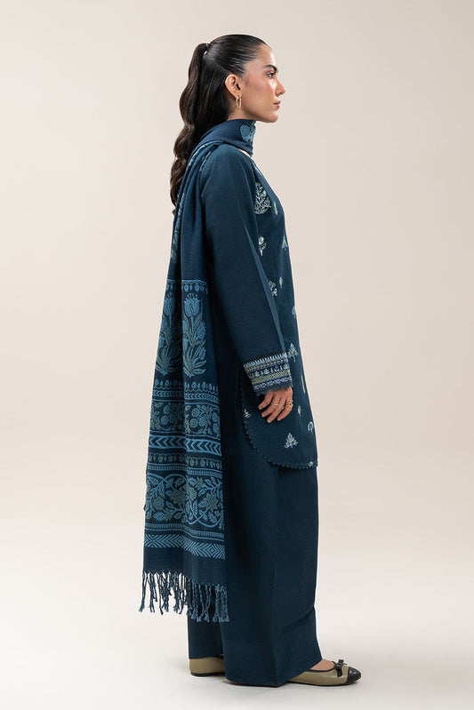 3 PIECE EMBROIDERED KHADDAR SUIT-MIDNIGHT VERVE (UNSTITCHED)