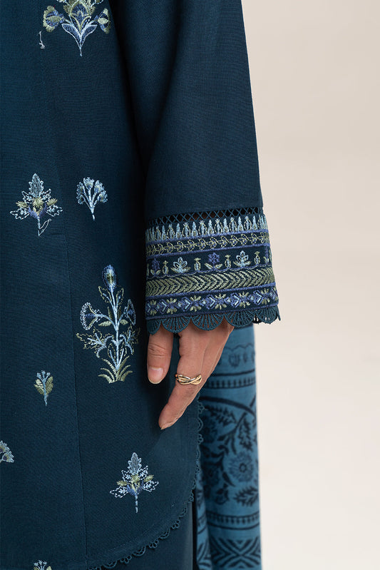 3 PIECE EMBROIDERED KHADDAR SUIT-MIDNIGHT VERVE (UNSTITCHED)