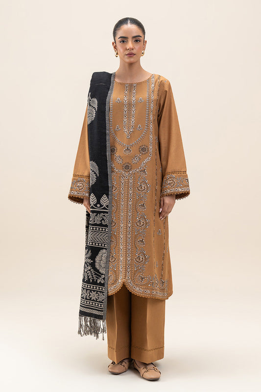 3 PIECE EMBROIDERED KHADDAR SUIT-SANGRIA DUSK