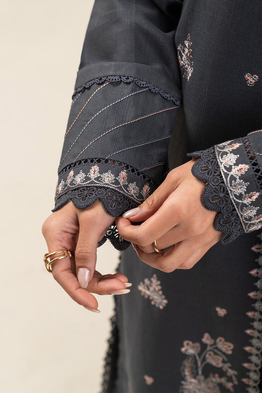 3 PIECE EMBROIDERED SLUB KHADDAR SUIT-GRAPHITE GREY (UNSTITCHED)