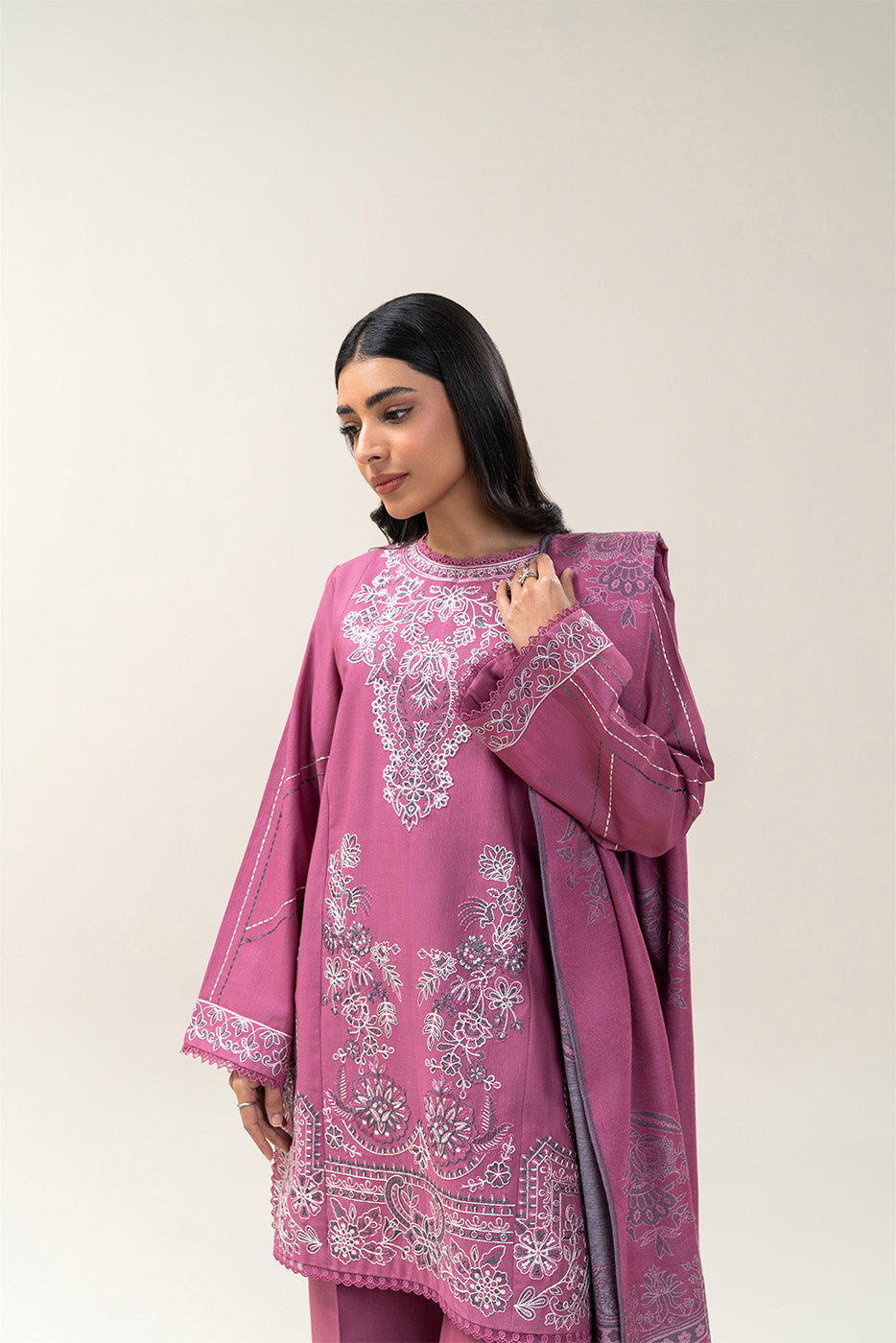 3 PIECE EMBROIDERED MULTI NAPS SUIT-ROUGE VERVE (UNSTITCHED)