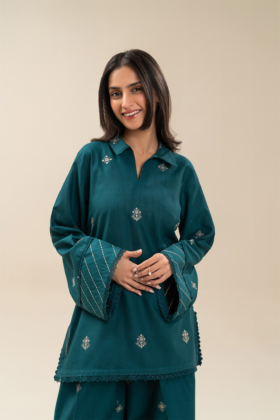 2 PIECE EMBROIDERED SLUB KHADDAR SUIT-AEGEAN TALE (UNSTITCHED)