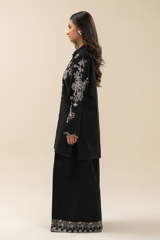 2 PIECE EMBROIDERED SLUB KHADDAR SUIT-OBSIDIAN GLINT (UNSTITCHED)