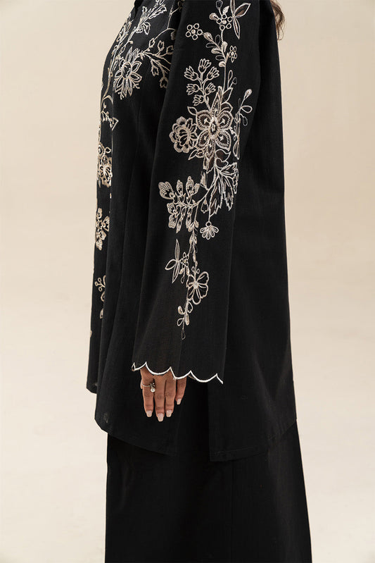 2 PIECE EMBROIDERED SLUB KHADDAR SUIT-OBSIDIAN GLINT (UNSTITCHED)