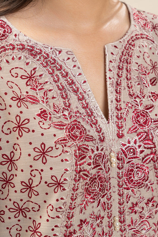 3 PIECE EMBROIDERED SLUB KHADDAR SUIT-MISTY WHITE (UNSTITCHED)