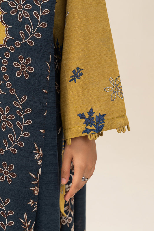 3 PIECE EMBROIDERED SLUB KHADDAR SUIT-SAFFRON CHARM (UNSTITCHED)