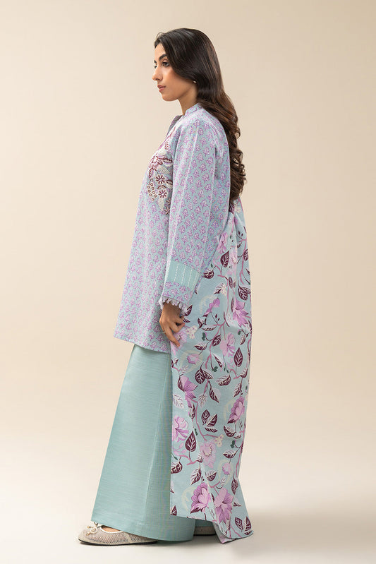 3 PIECE EMBROIDERED SLUB KHADDAR SUIT-ICY LILAC (UNSTITCHED)