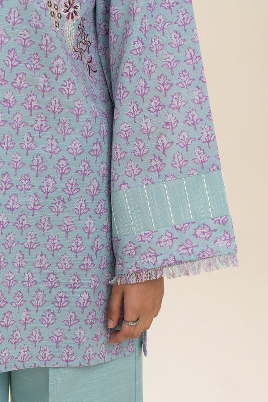 3 PIECE EMBROIDERED SLUB KHADDAR SUIT-ICY LILAC (UNSTITCHED)