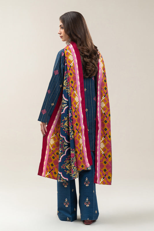 3 PIECE EMBROIDERED KHADDI JQ SUIT-DUSKY BLUE (UNSTITCHED)