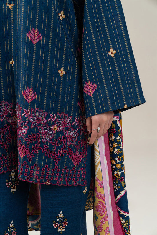 3 PIECE EMBROIDERED KHADDI JQ SUIT-DUSKY BLUE (UNSTITCHED)