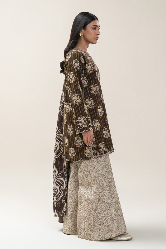 3 PIECE EMBROIDERED KHADDI JQ SUIT-CEDAR TAUPE (UNSTITCHED)
