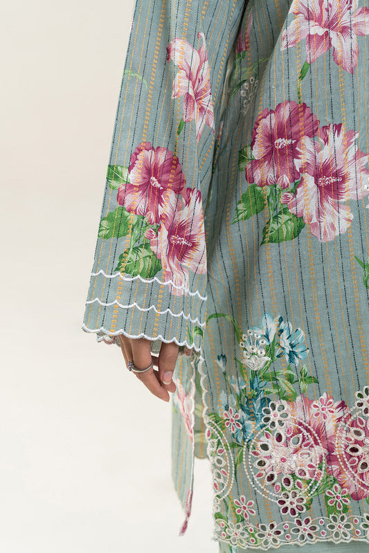 3 PIECE EMBROIDERED KHADDI JQ SUIT-SMOKEY GREEN