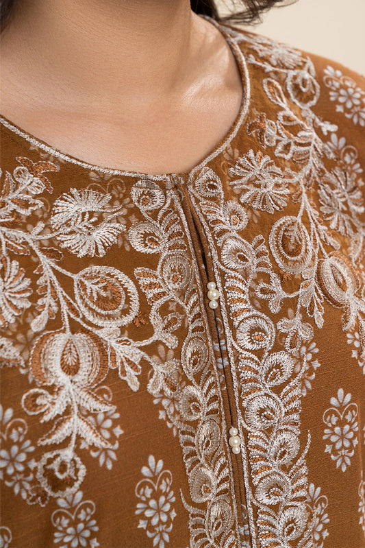 3 PIECE EMBROIDERED SLUB KHADDAR SUIT-MEDALLION CHARM (UNSTITCHED)