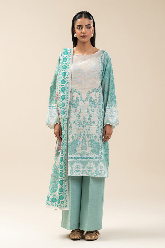2 PIECE PRINTED SLUB KHADDAR SUIT-SAPPHIRE BLOOM (UNSTITCHED)