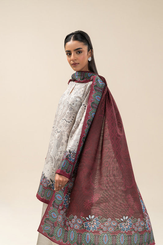 2 PIECE PRINTED SLUB KHADDAR SUIT-MAJESTIC ASH (UNSTITCHED)