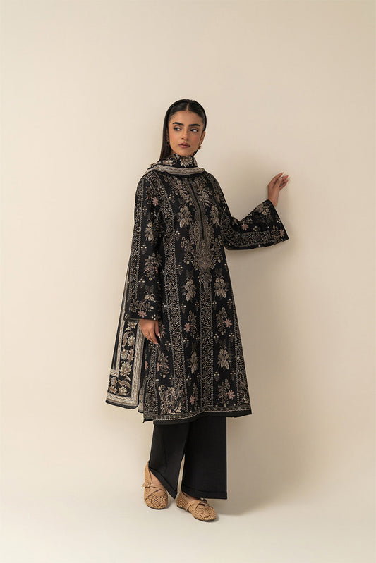 2 PIECE PRINTED SLUB KHADDAR SUIT-RAVEN REEF (UNSTITCHED)