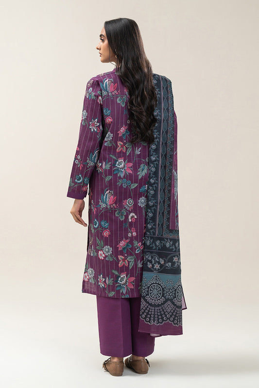 3 PIECE PRINTED SLUB KHADDAR SUIT-AMETHYST BLOOM (UNSTITCHED)