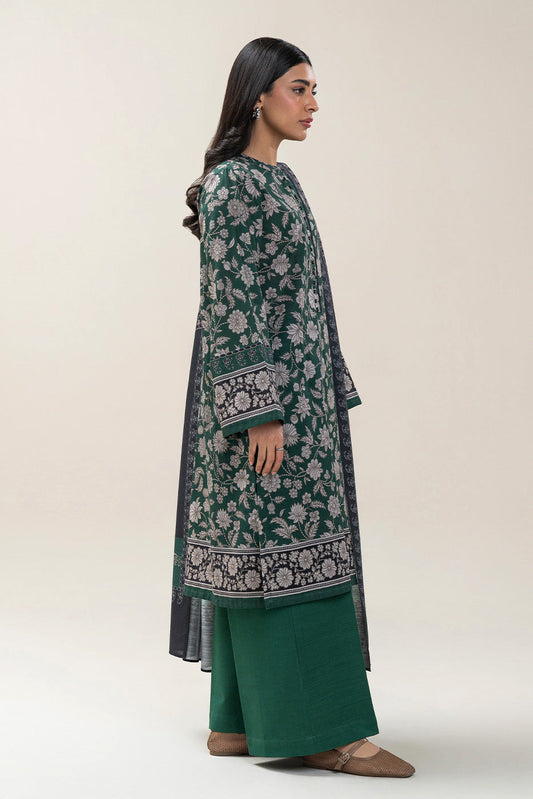 3 PIECE PRINTED SLUB KHADDAR SUIT-SMOKE GREEN (UNSTITCHED)