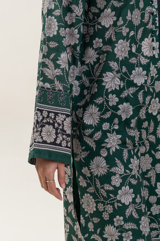 3 PIECE PRINTED SLUB KHADDAR SUIT-SMOKE GREEN (UNSTITCHED)