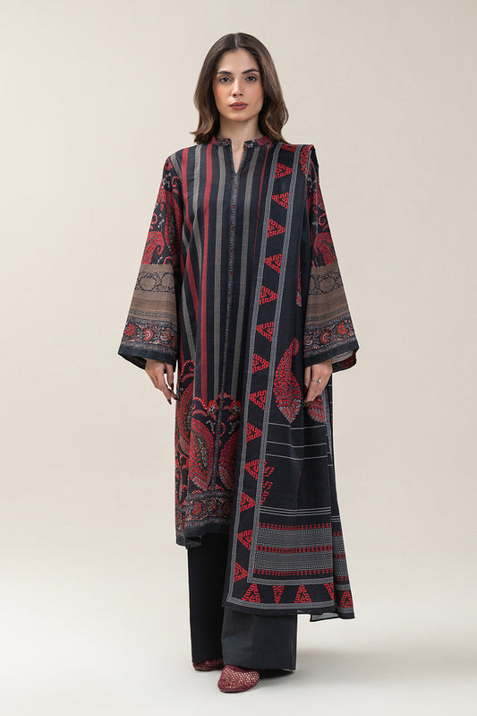 3 PIECE PRINTED SLUB KHADDAR SUIT-MIDNIGHT GLAM (UNSTITCHED)