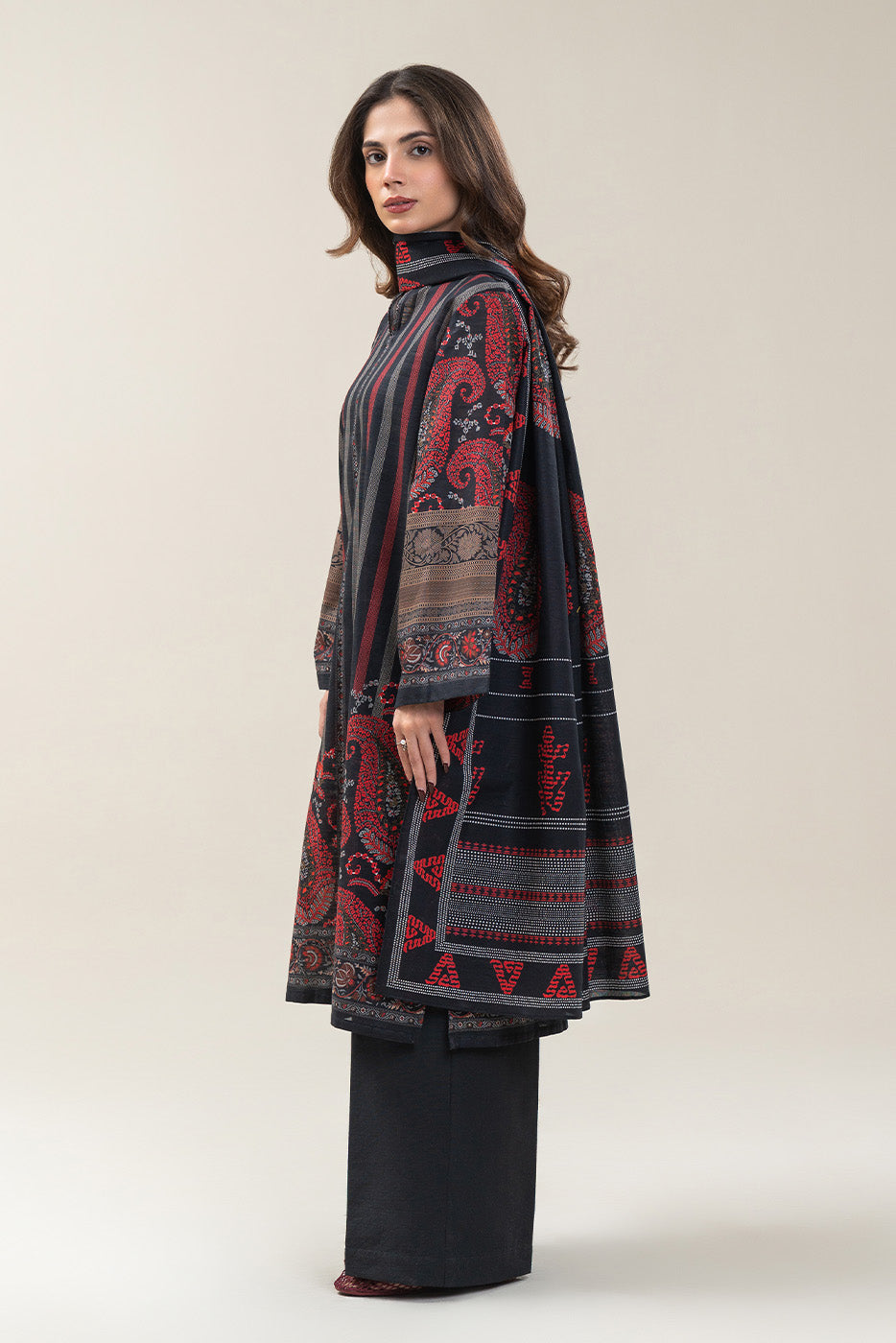 3 PIECE PRINTED SLUB KHADDAR SUIT-MIDNIGHT GLAM (UNSTITCHED)