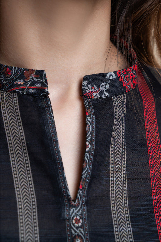 3 PIECE PRINTED SLUB KHADDAR SUIT-MIDNIGHT GLAM (UNSTITCHED)