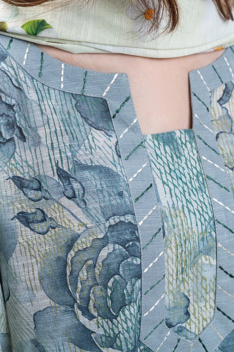 3 PIECE PRINTED SLUB KHADDAR SUIT-WHISPER BLUE (UNSTITCHED)