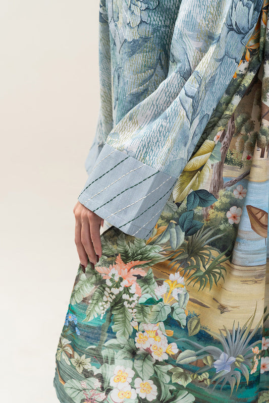 3 PIECE PRINTED SLUB KHADDAR SUIT-WHISPER BLUE (UNSTITCHED)