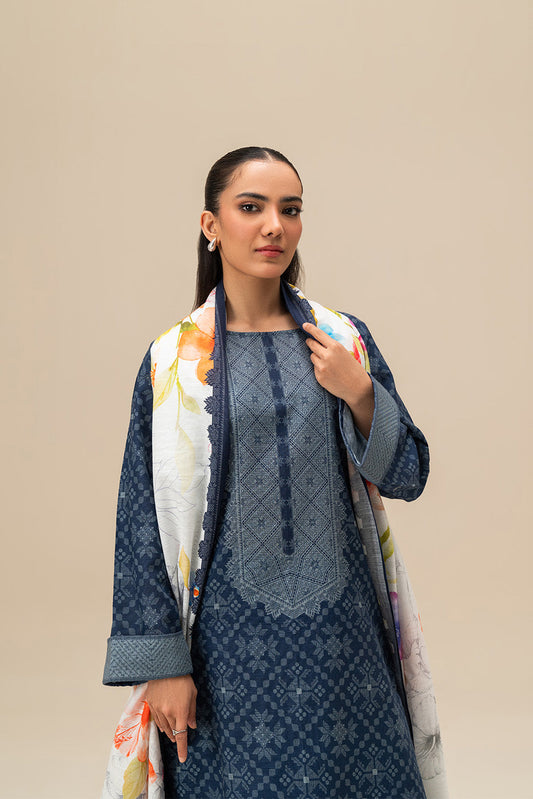 3 PIECE PRINTED SLUB KHADDAR SUIT-MIDNIGHT GLAM (UNSTITCHED)