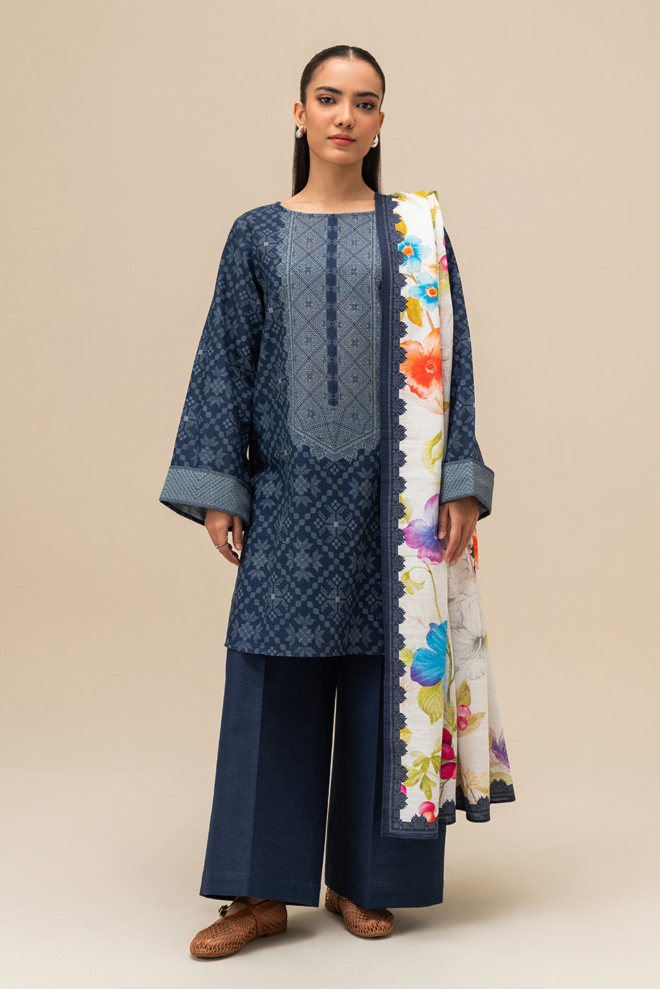 3 PIECE PRINTED SLUB KHADDAR SUIT-MIDNIGHT GLAM (UNSTITCHED)