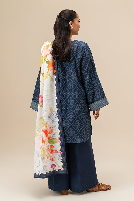 3 PIECE PRINTED SLUB KHADDAR SUIT-MIDNIGHT GLAM (UNSTITCHED)