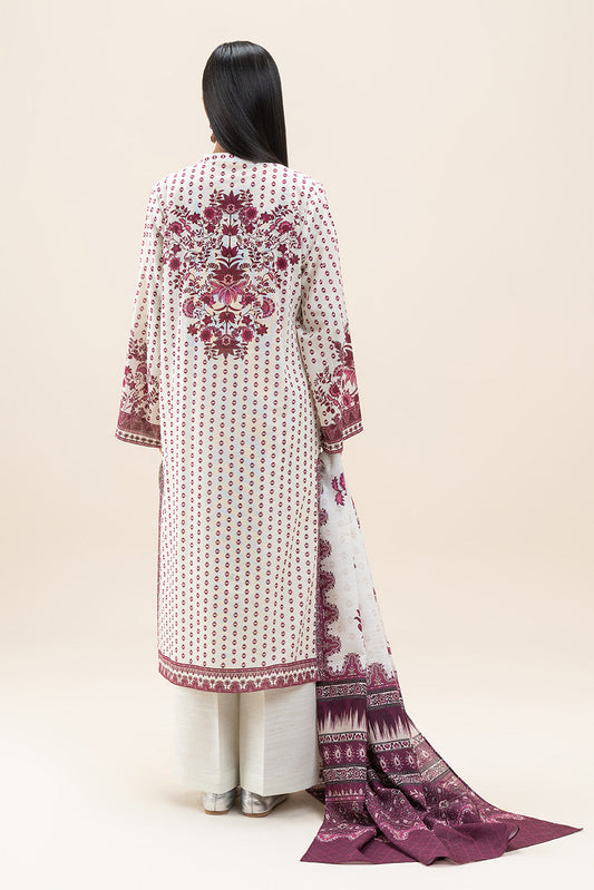 3 PIECE PRINTED SLUB KHADDAR SUIT-MULBERRY PEARL